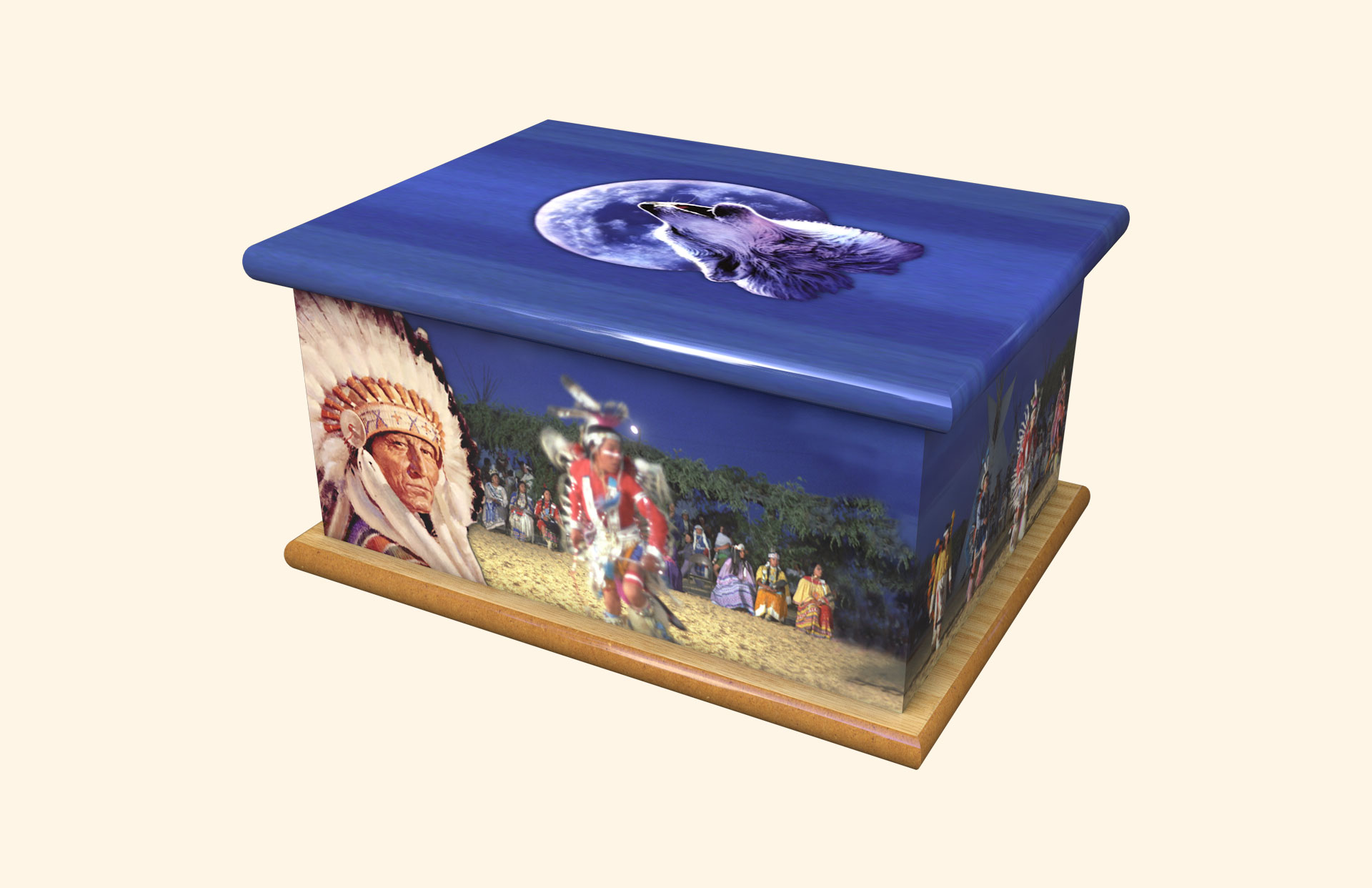 Wigwams and Native Americans adult ashes casket